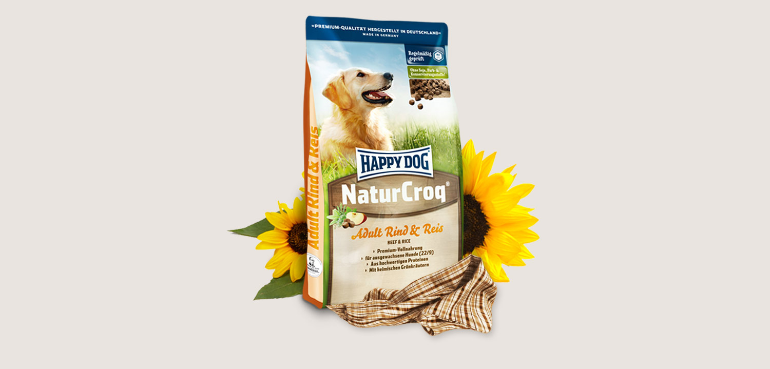happy dog trockenfutter naturcroq adult rind reis
